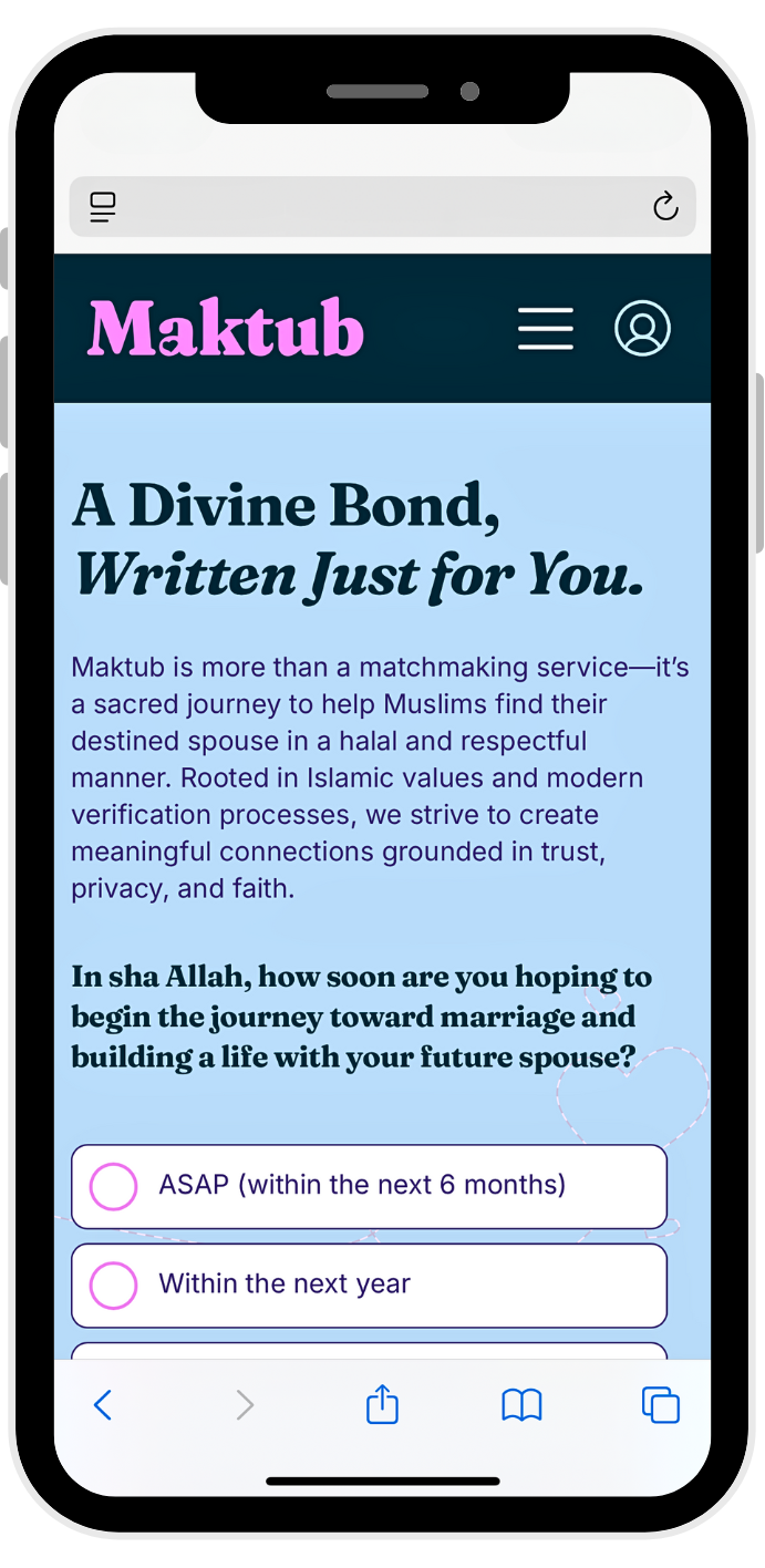 Maktub mobile homepage design