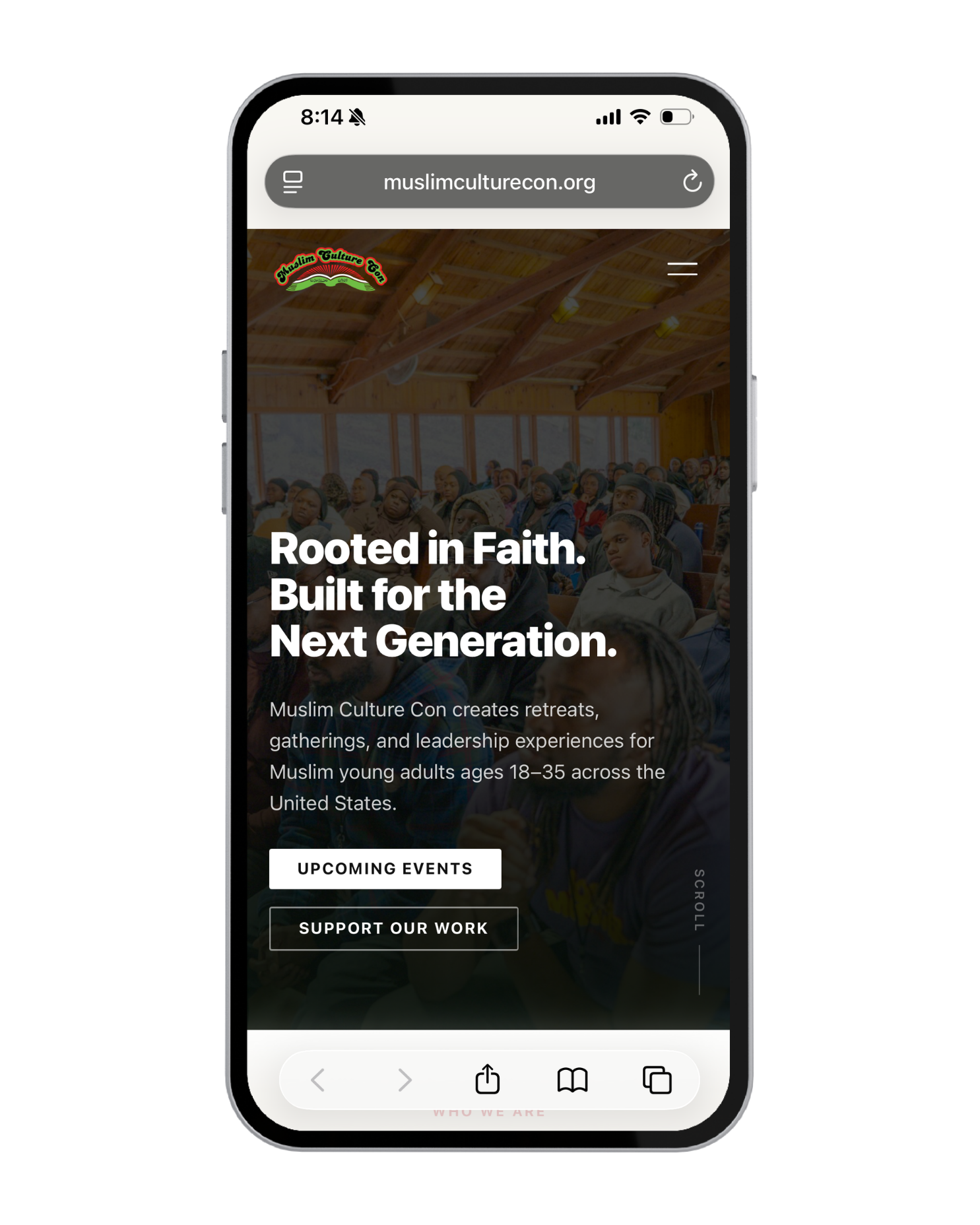 Muslim Culture Con website shown on a mobile device