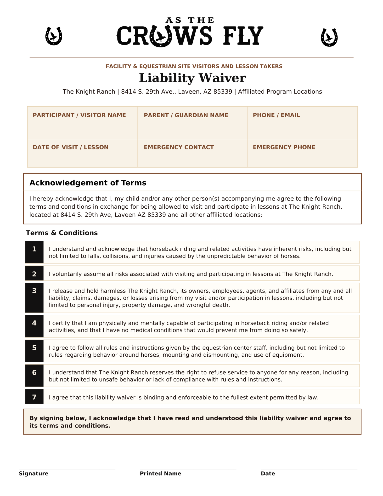 ATCF branded waiver form — after