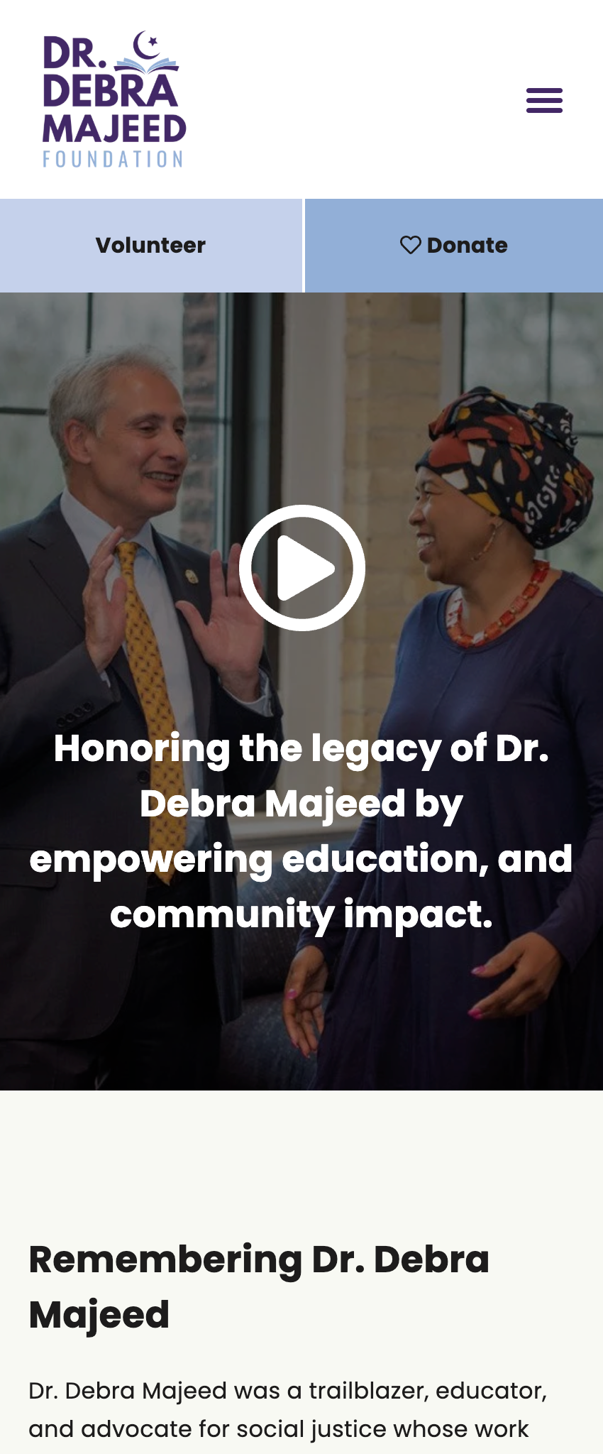 Dr. Debra Majeed Foundation homepage mobile