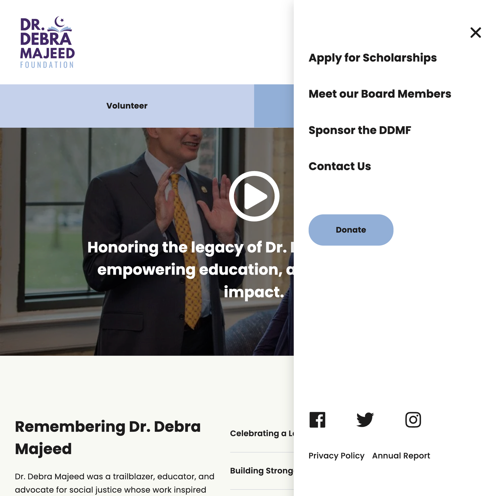 Dr. Debra Majeed Foundation mobile menu