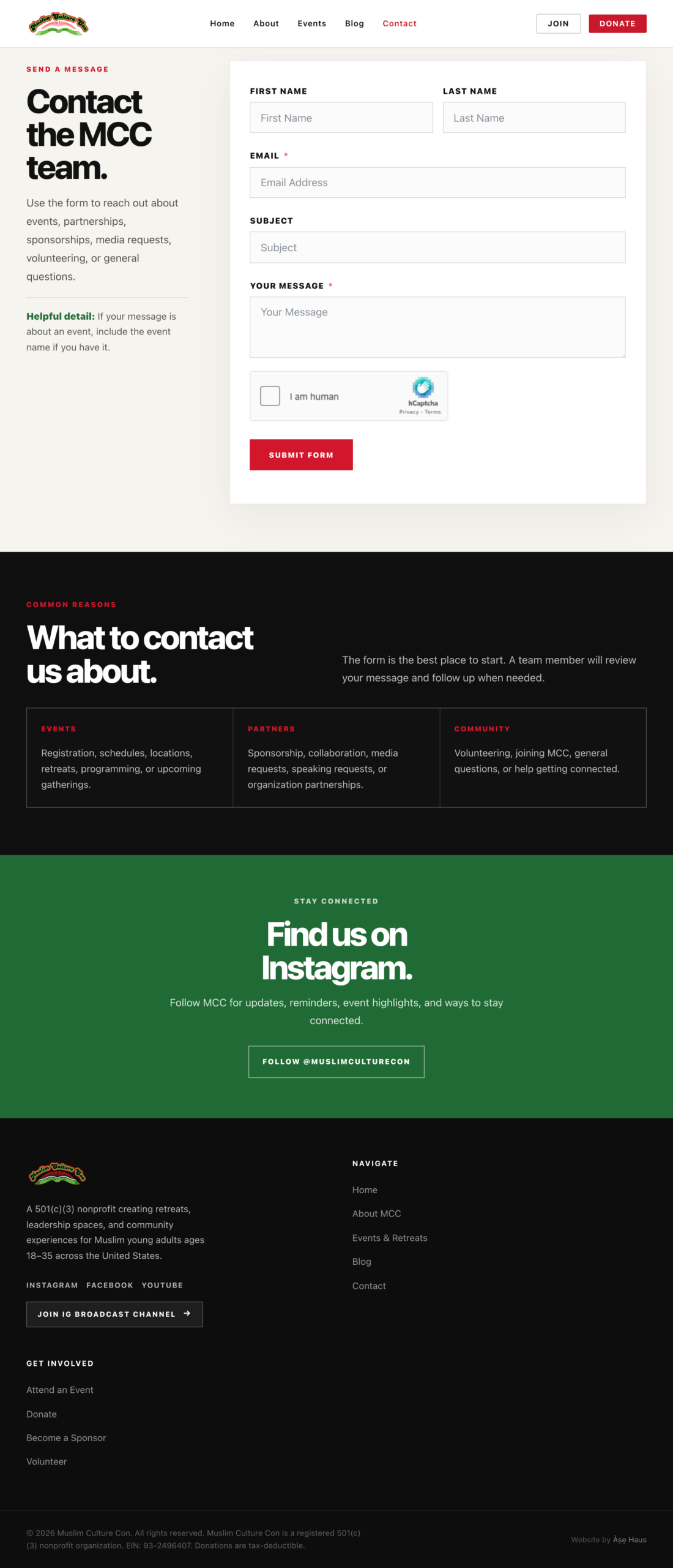 Muslim Culture Con contact page