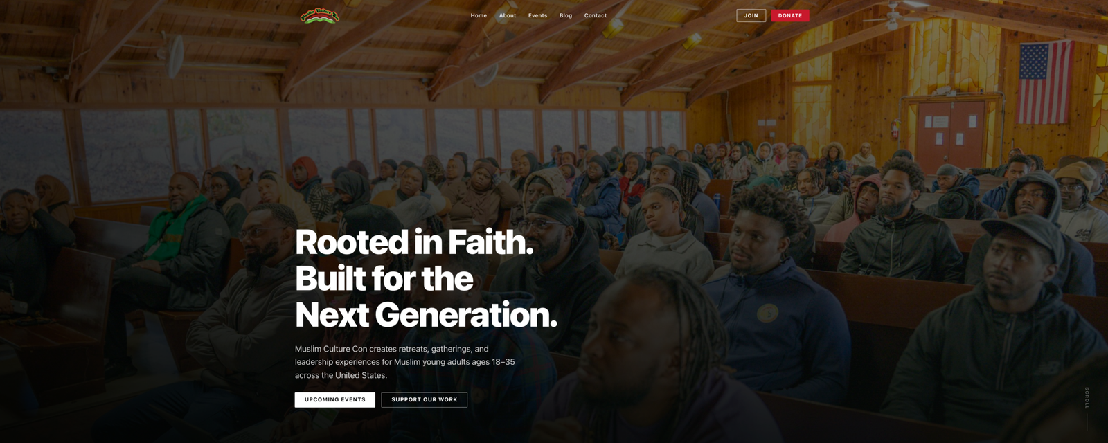 Muslim Culture Con homepage on an ultra-wide screen