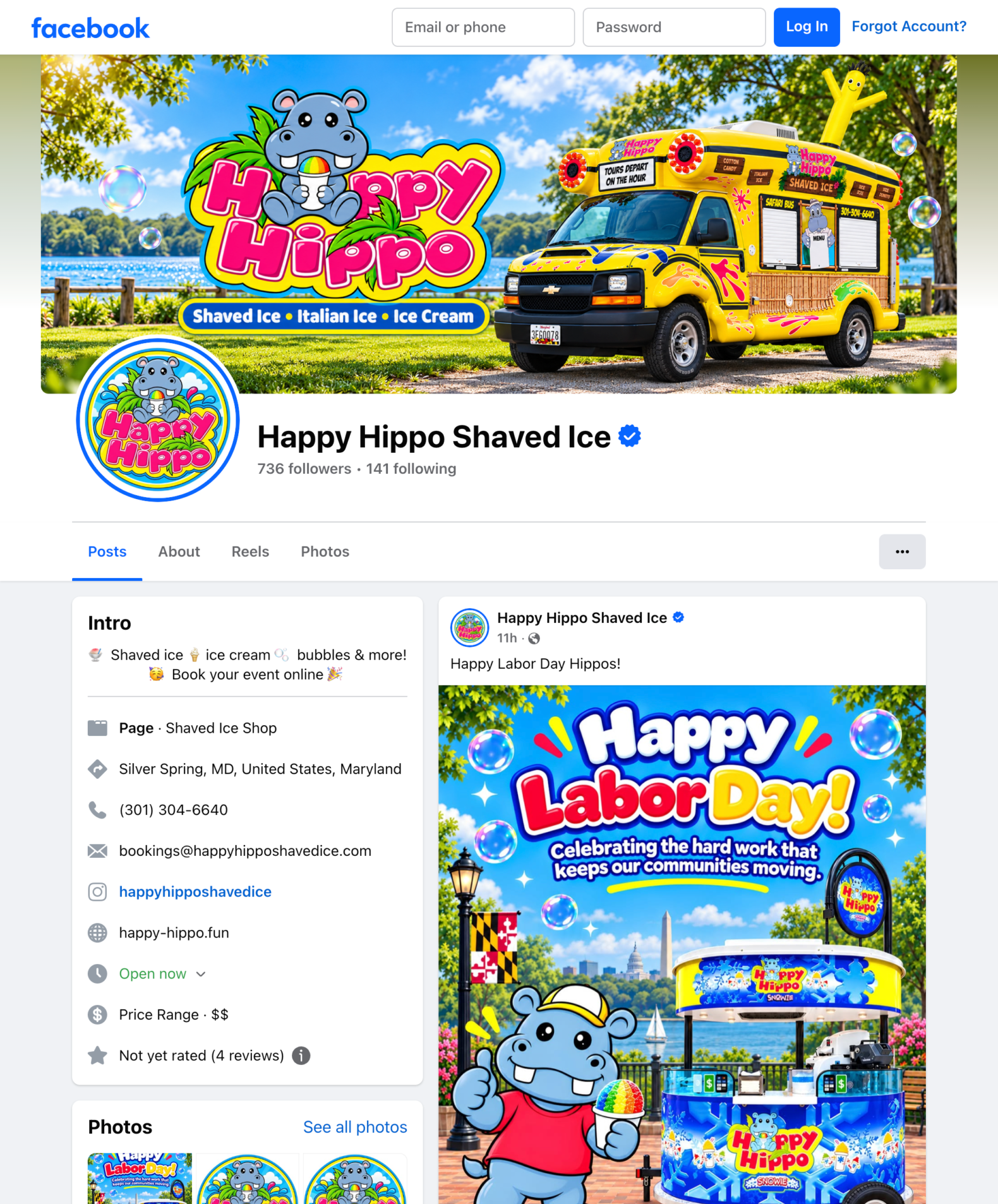 Happy Hippo social media profile photo and Facebook header graphic